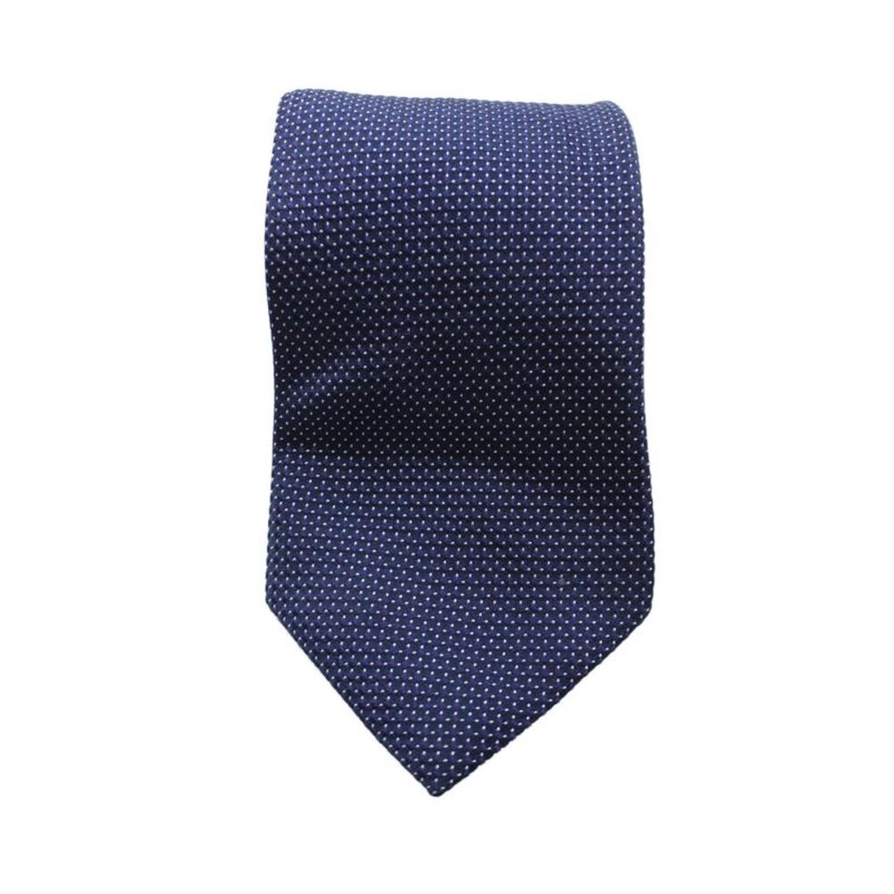 Giorgio Armani Mens Silk Wide Necktie Navy Blue White